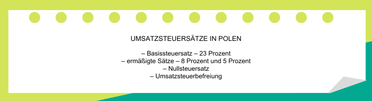 Umsatzsteuersätze in Polen